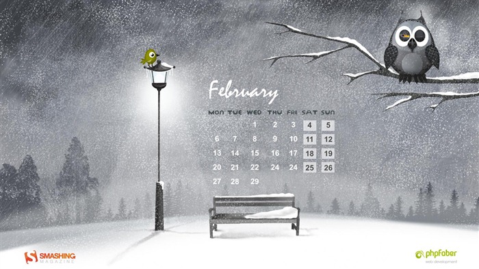 Февраль 2012 Календарь обои (2) #5