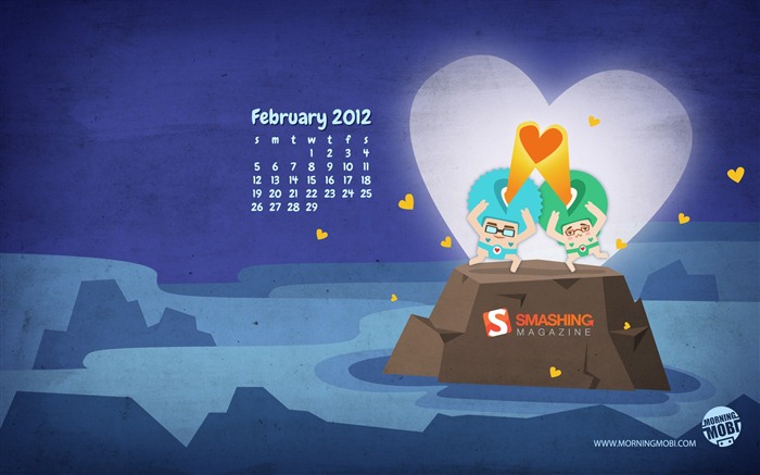 Февраль 2012 Календарь обои (2) #11
