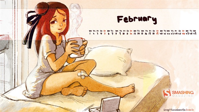 Февраль 2012 Календарь обои (2) #13