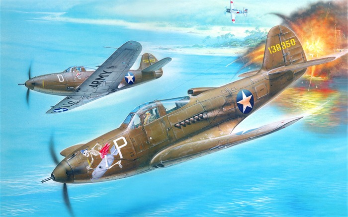 空中飛行的軍用飛機 精美繪畫壁紙 #17