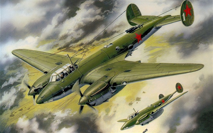 空中飞行的军用飞机 精美绘画壁纸19