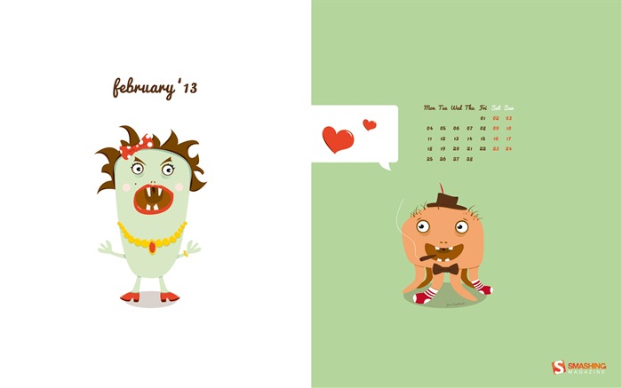 Февраль 2013 Календарь обои (1) #8