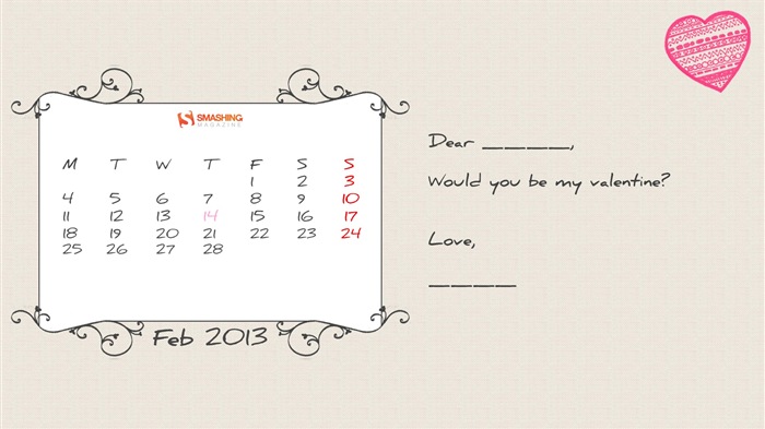 Февраль 2013 Календарь обои (1) #12