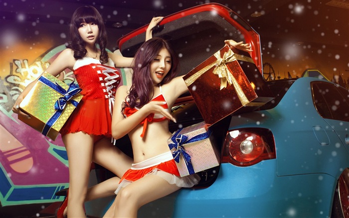 Novoroční slavnostní červená šaty krásné modely aut HD Tapety na plochu #7