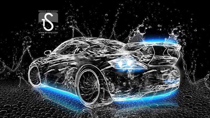 Water drops splash, beautiful car creative design wallpaper #3