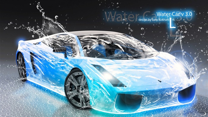 水滴のしぶき、美しい車創造的なデザインの壁紙 #6
