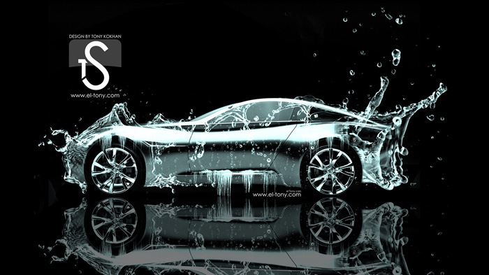 Water drops splash, beautiful car creative design wallpaper #13