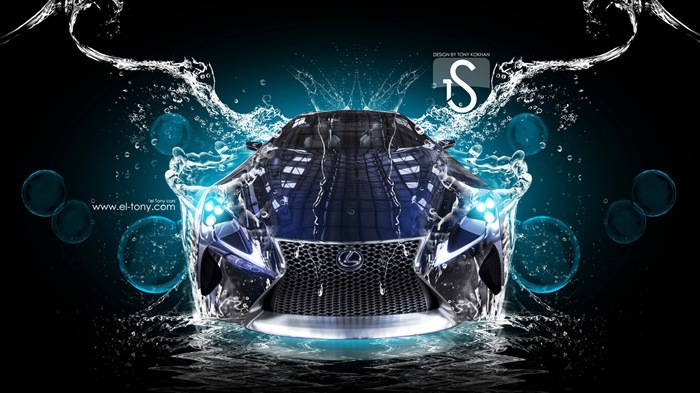 Капли воды всплеск, красивый автомобиль творческого дизайна обоев #14