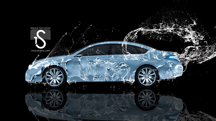 水滴のしぶき、美しい車創造的なデザインの壁紙 #15