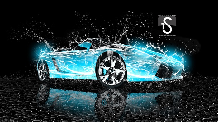 Kapky vody stříkající, krásné auto kreativní design tapety #22