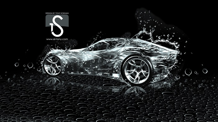 Water drops splash, beautiful car creative design wallpaper #25