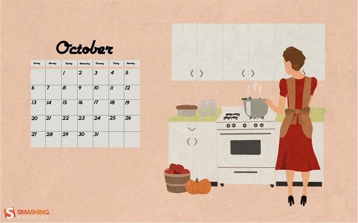Октябрь 2013 Календарь обои (2) #17