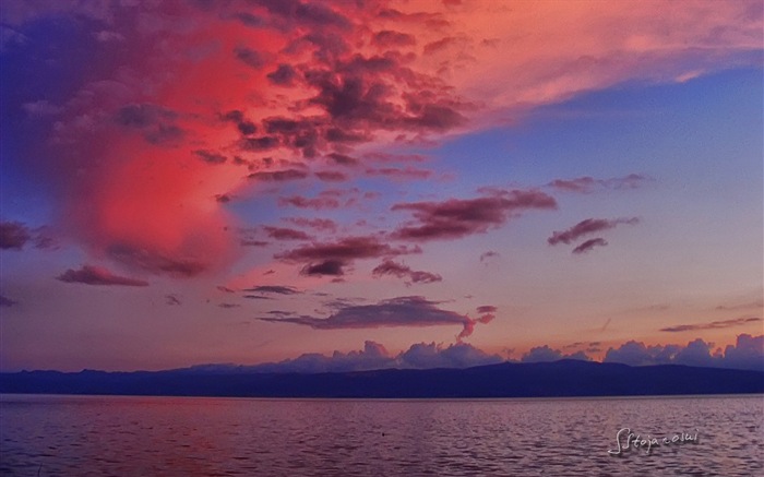 Después de la puesta del sol, lago Ohrid, fondos de pantalla de Windows 8 tema de HD #2