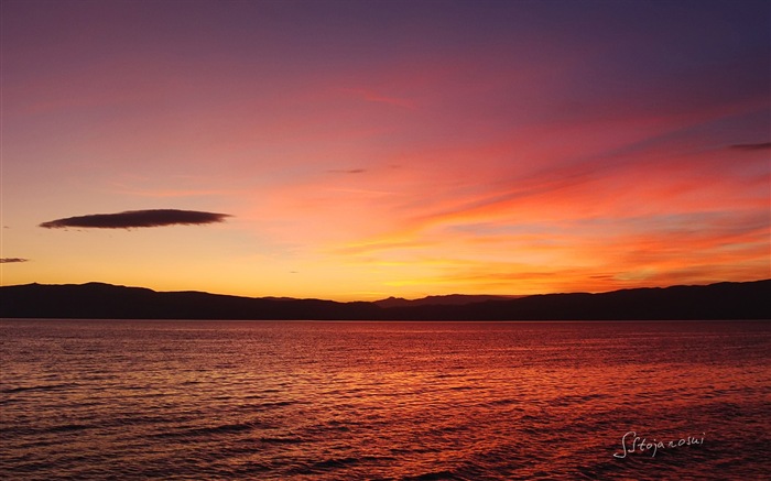 Po západu slunce, Lake Ohrid, Windows 8 téma HD Tapety na plochu #12