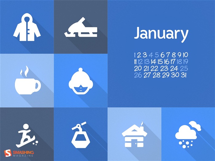 Январь 2014 Календарь обои (2) #13