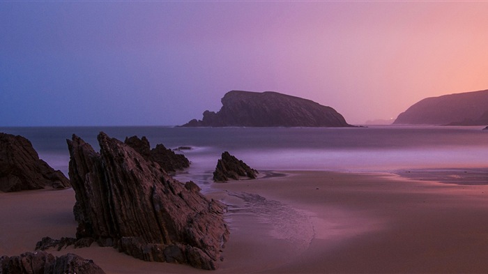 Magnifique coucher de soleil sur la plage, Windows 8 fonds d'écran widescreen panoramique #5