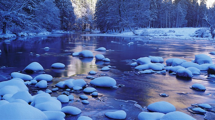 아름다운 추운 겨울 눈, 윈도우 8 파노라마 와이드 스크린 배경 화면 #3