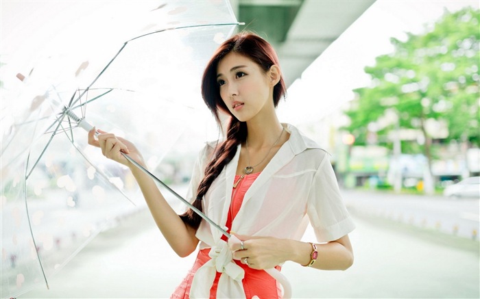 비오는 날 순수한 소녀의 HD 벽지 #11