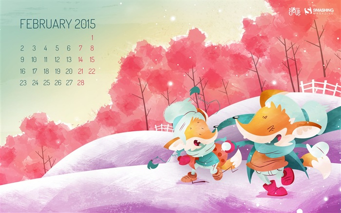 Февраль 2015 Календарь обои (2) #1