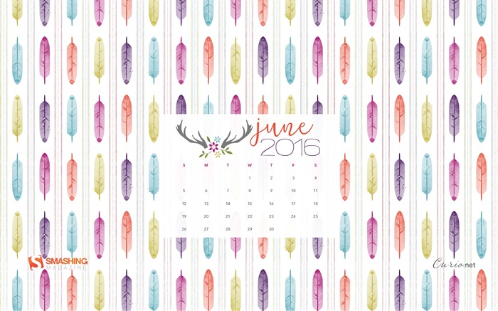 De junio de el año 2016 fondo de pantalla de calendario (2) #10