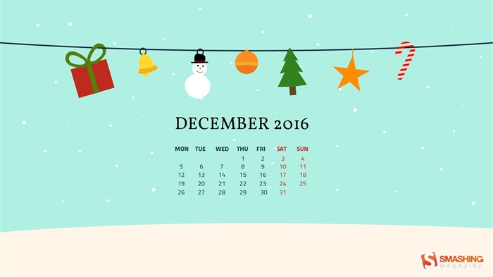 December 2016 Christmas theme calendar wallpaper (1) #14