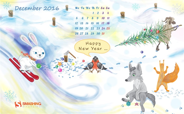 December 2016 Christmas theme calendar wallpaper (1) #27