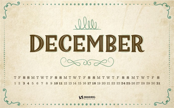 Fondo de escritorio del calendario de la Navidad de diciembre de 2016 (2) #9