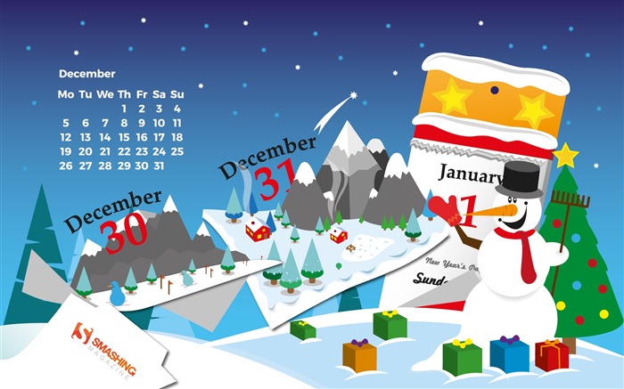 Fondo de escritorio del calendario de la Navidad de diciembre de 2016 (2) #10
