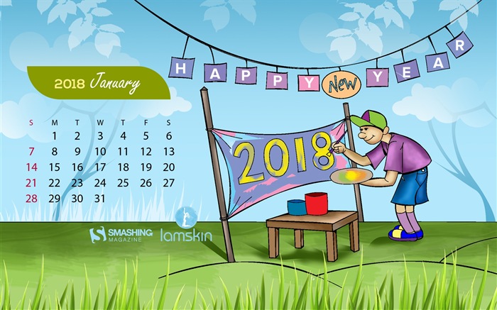 Januar 2018 Kalender Hintergrund #1