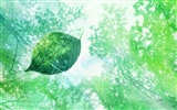 Watermark свежих зеленых листьев обои #15