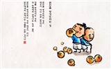 Sud Corée du lavage d'encre papier peint caricature #25