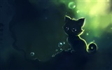 Apofiss kleine schwarze Katze Tapeten Aquarell Abbildungen #7