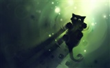 Apofiss kleine schwarze Katze Tapeten Aquarell Abbildungen #9
