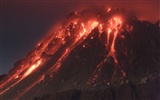 L'éruption volcanique du papier peint magnifique paysage