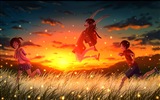 반딧불 여름 아름다운 애니메이션 배경 화면