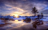 겨울, 눈, 산, 호수, 나무, 도로의 HD 배경 화면 #10