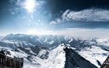 Hiver, neige, montagnes, lacs, arbres, routes fonds d'écran HD #15