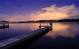 Lake et promenade au crépuscule vues fonds d'écran HD #10